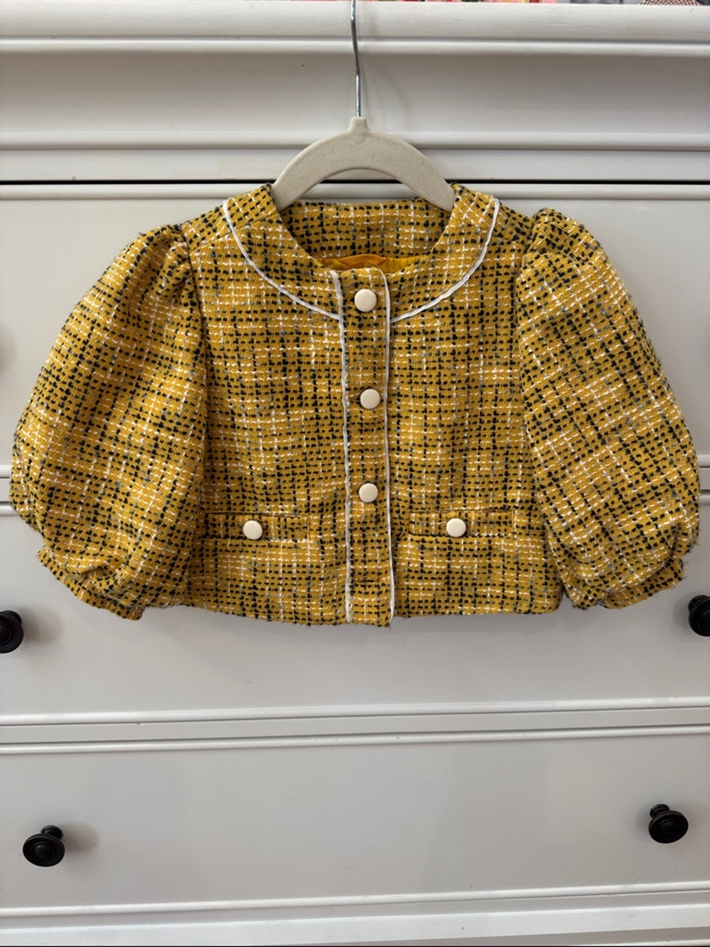 Janie and jack yellow tweed jacket size 3t